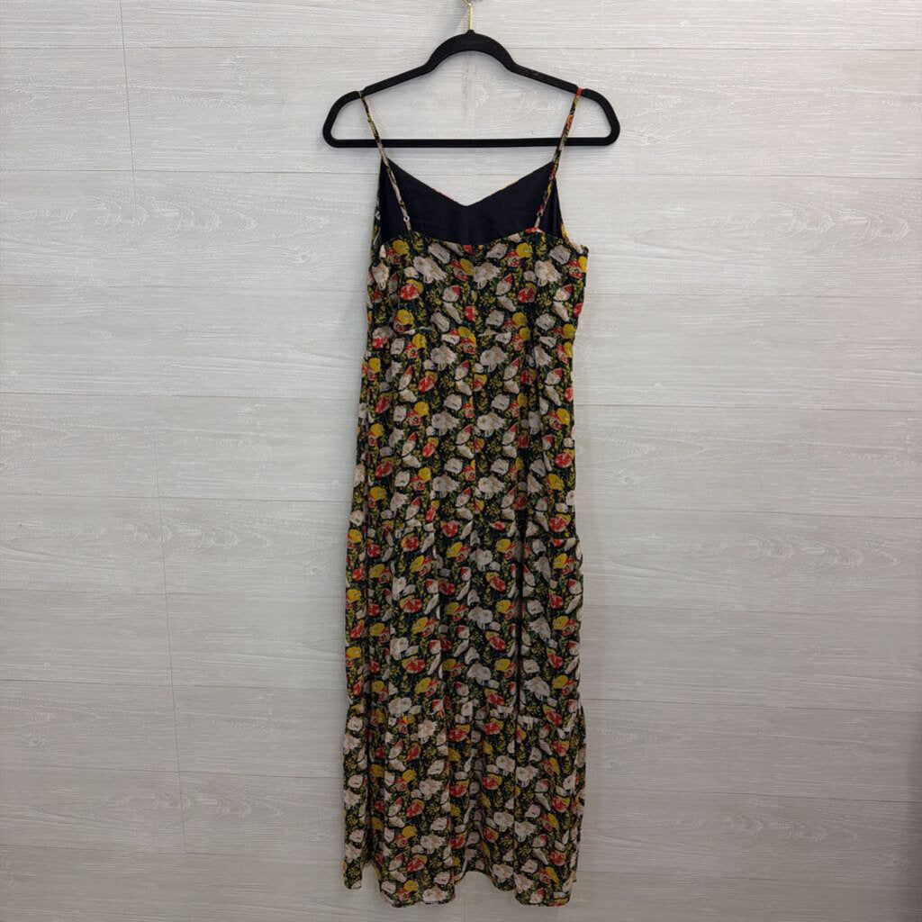 J Crew Black/ Multi Floral Print Maxi Dress 4