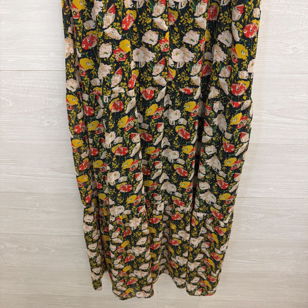 J Crew Black/ Multi Floral Print Maxi Dress 4