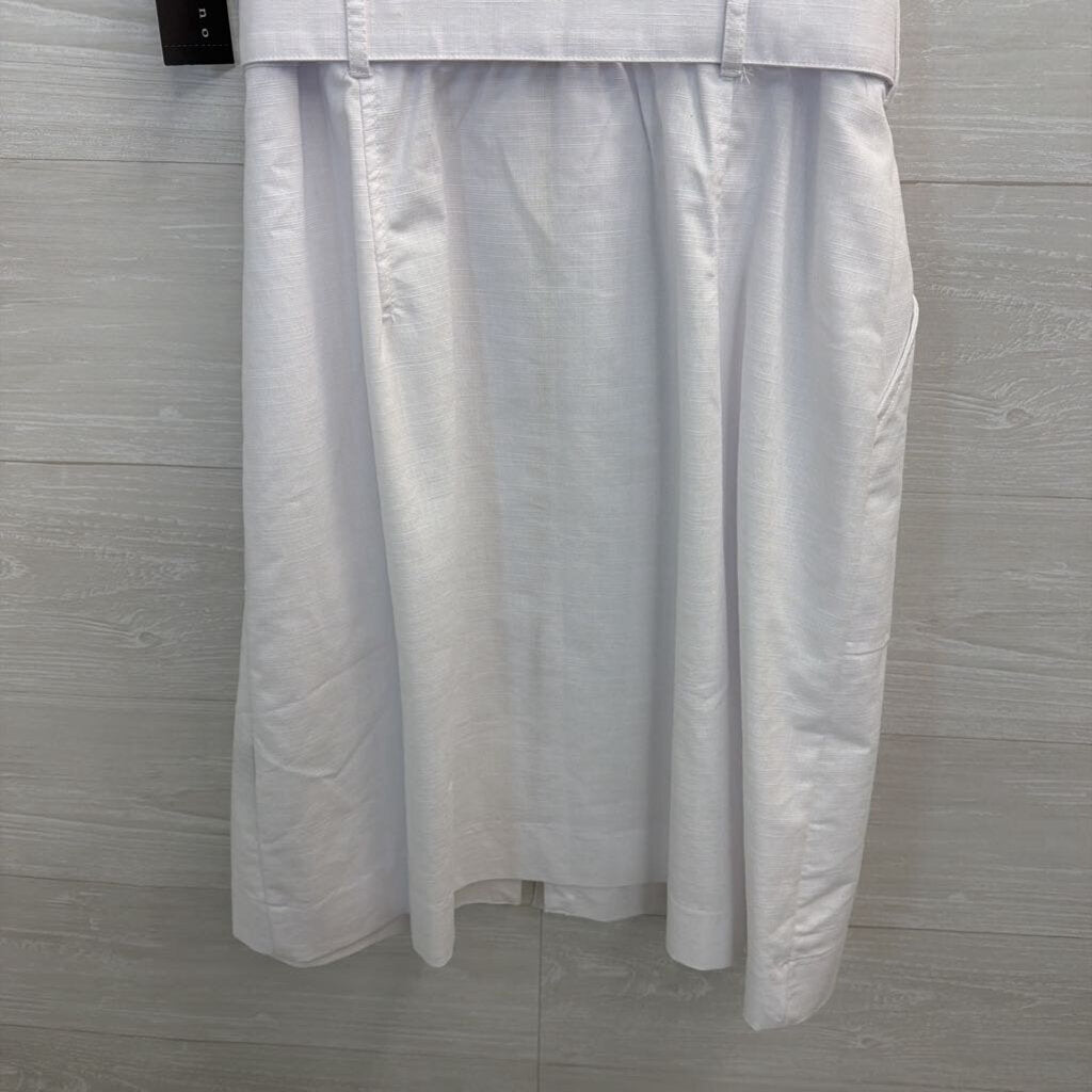 Sharagano White Sleeveless Zip Front Tie Waist Dress 14