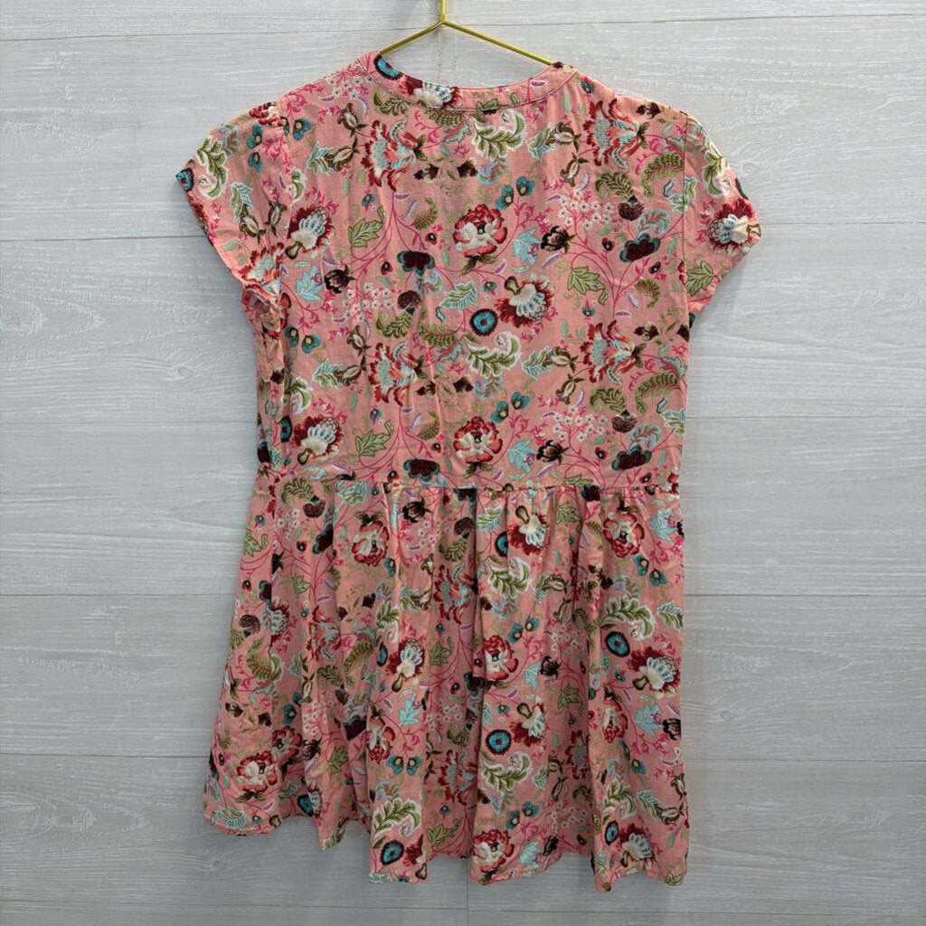 Vintage America Pink/ Multi Print Short Sleeve Button Front Top Small