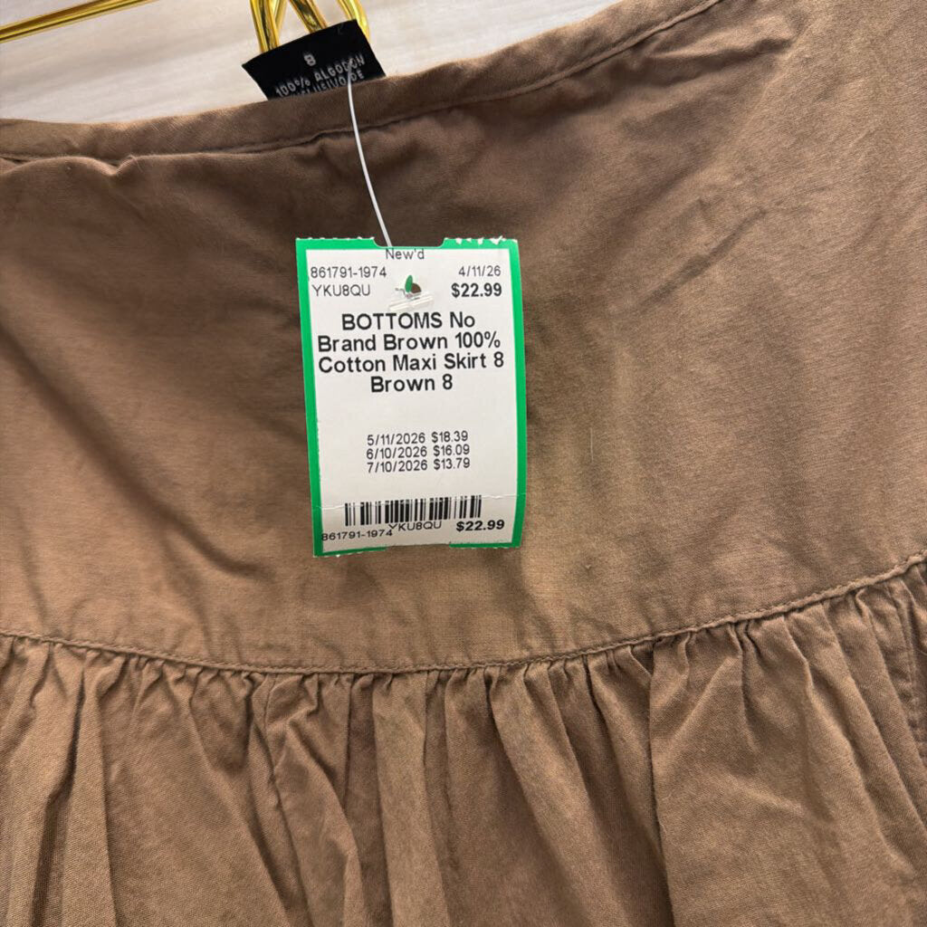 Brown 100% Cotton Maxi Skirt 8