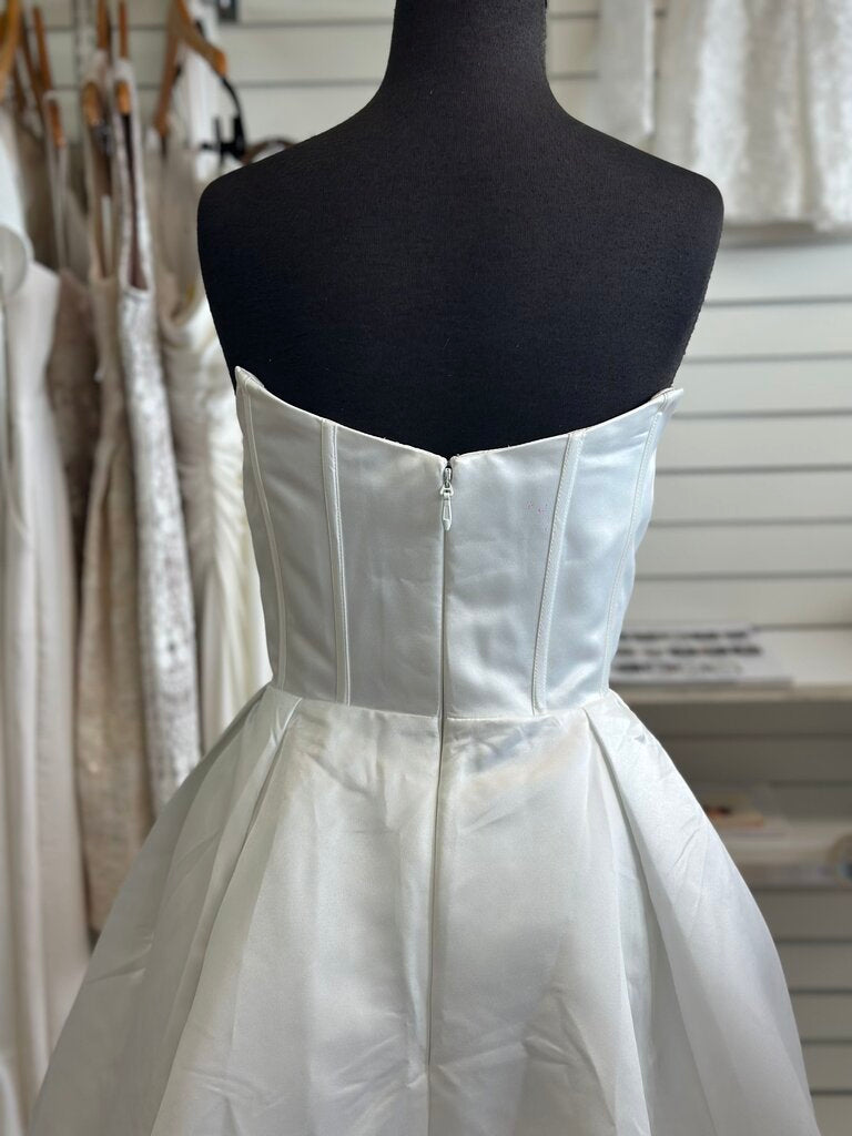 Azazie Ivory Satin Strapless Bridal Gown Medium