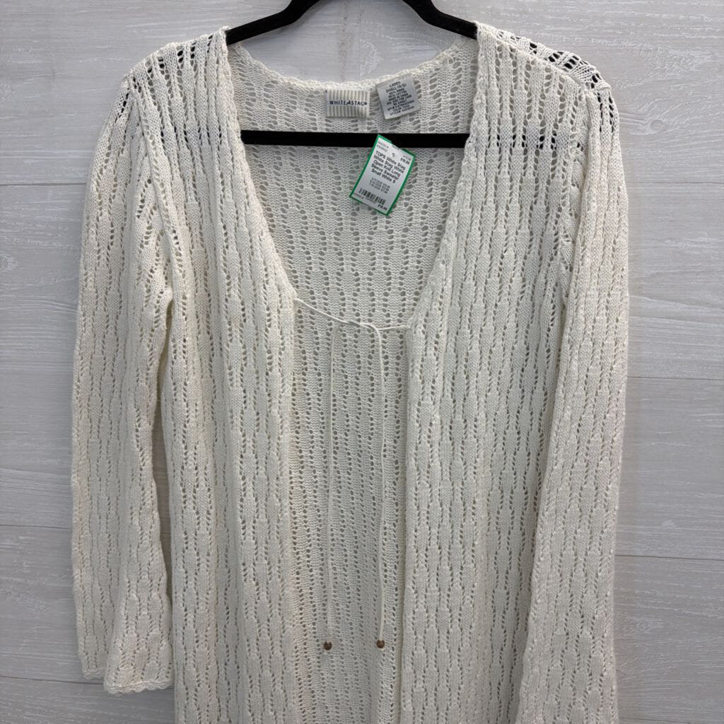 White Stag White Open Knit Long Sleeve Sweater Small