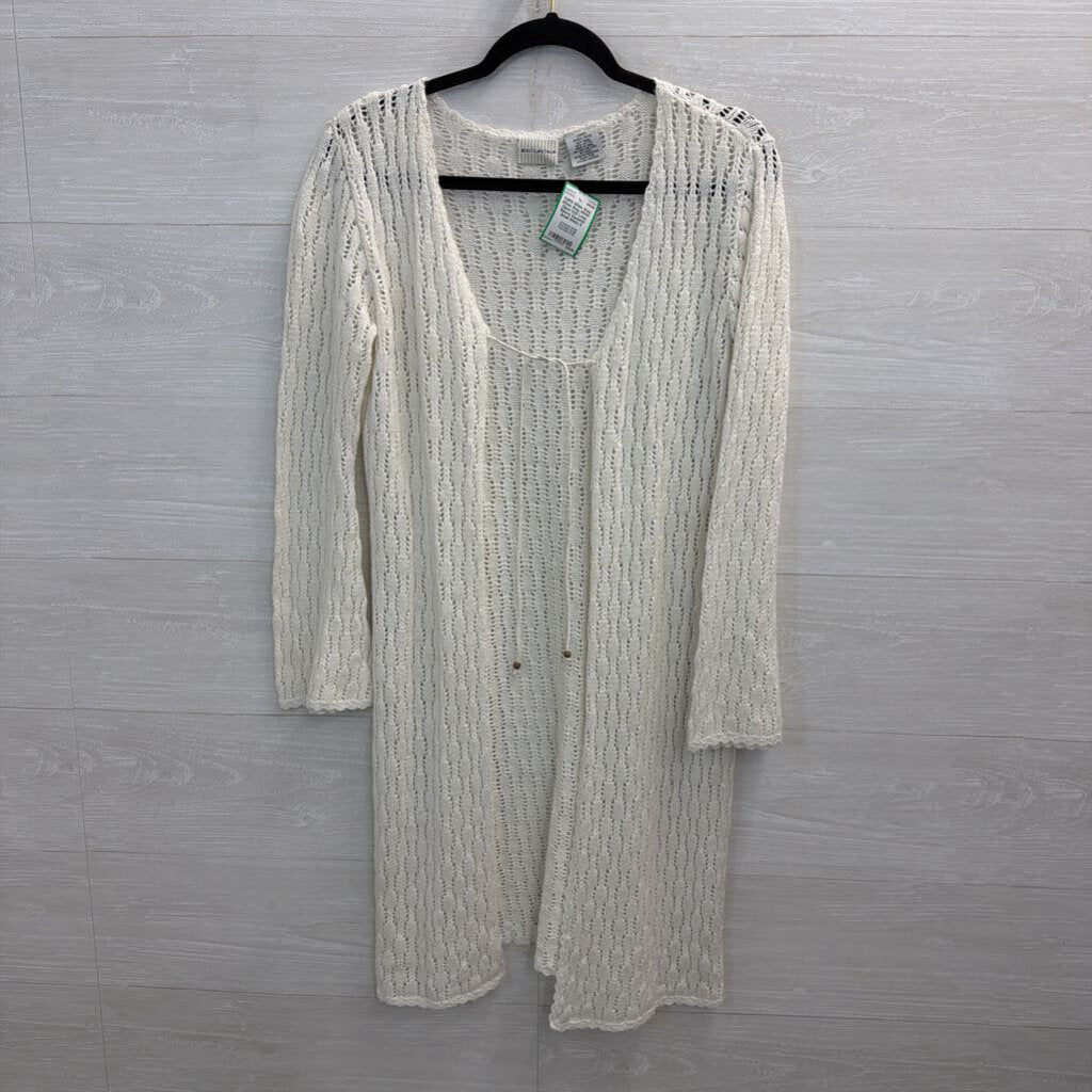 White Stag White Open Knit Long Sleeve Sweater Small