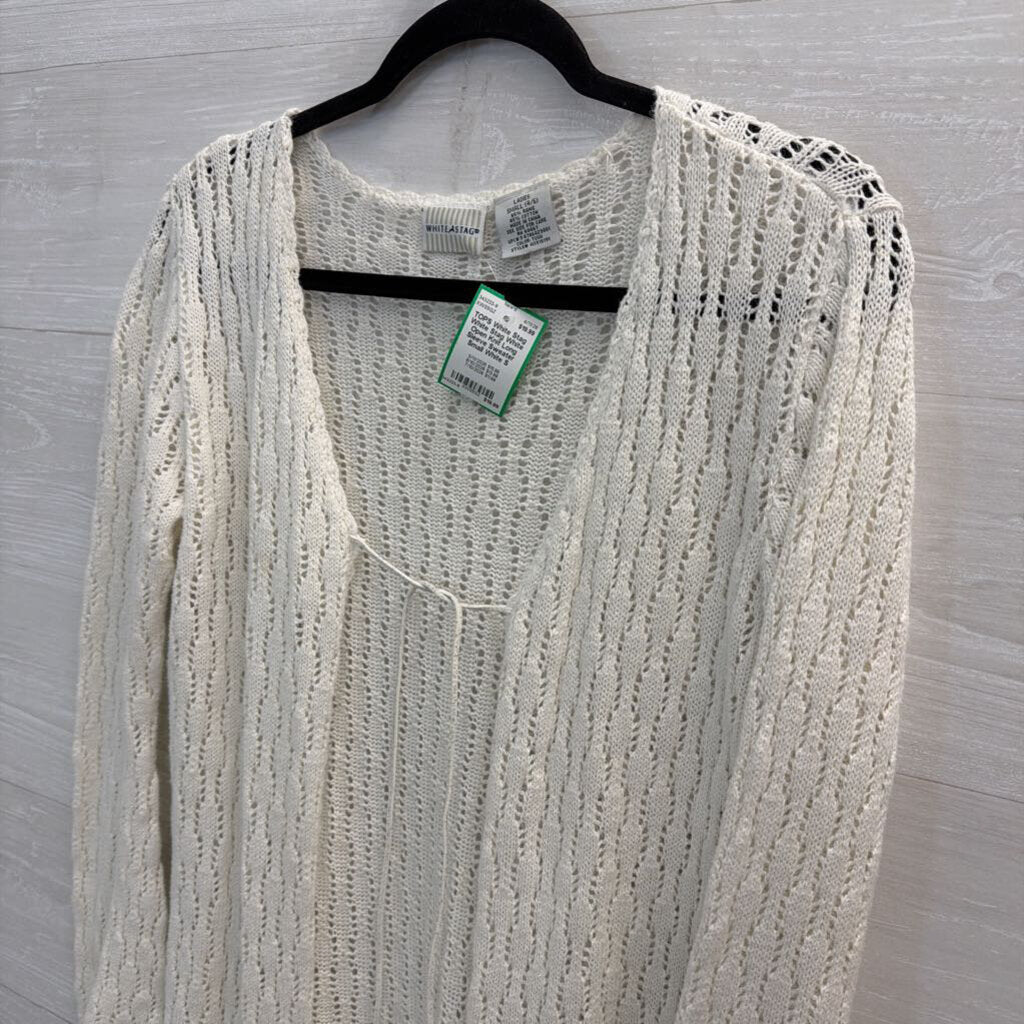 White Stag White Open Knit Long Sleeve Sweater Small