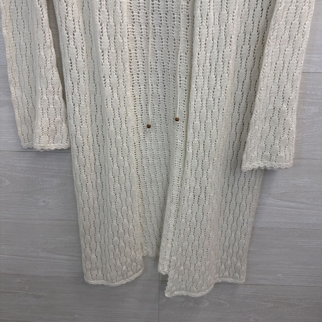 White Stag White Open Knit Long Sleeve Sweater Small