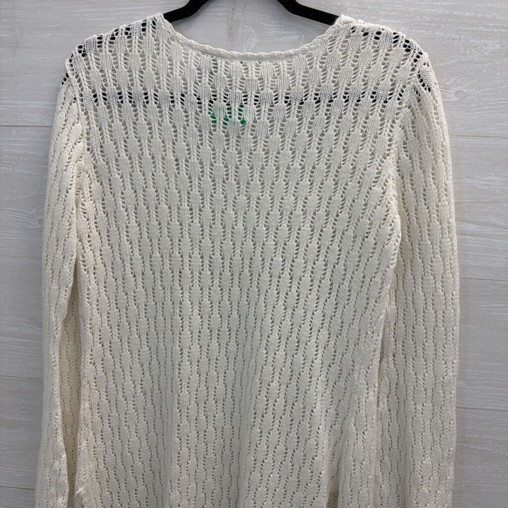 White Stag White Open Knit Long Sleeve Sweater Small