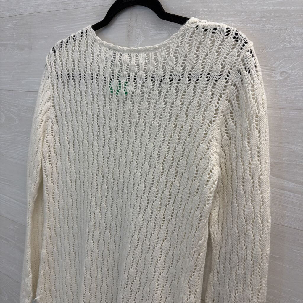 White Stag White Open Knit Long Sleeve Sweater Small