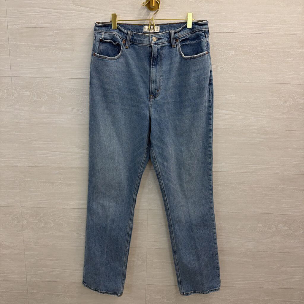 Abercrombie and Fitch Medium Wash The 90s Slim Straight Ultra High Rise Jeans 32