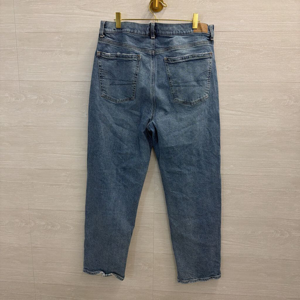 American Eagle Medium Wash Super High Rise Ankle Straight Jeans 12