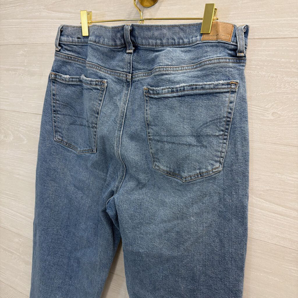 American Eagle Medium Wash Super High Rise Ankle Straight Jeans 12
