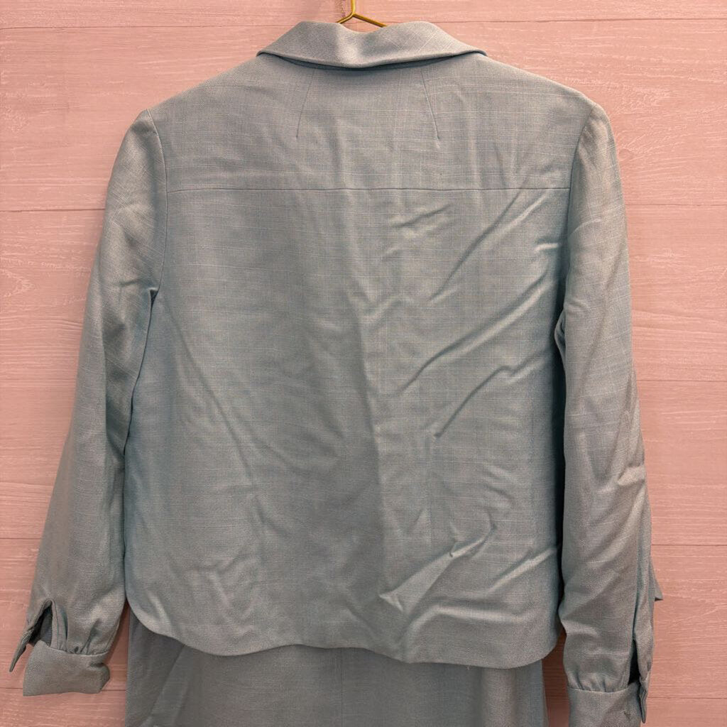 Vintage Dauphine Blue Sleeveless Shift Dress/ Jacket Set Small