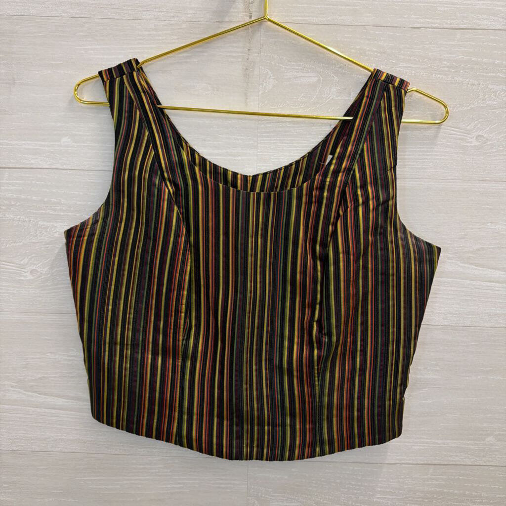 Vintage Gantos Black/ Multi Striped Cropped Tank Top 8