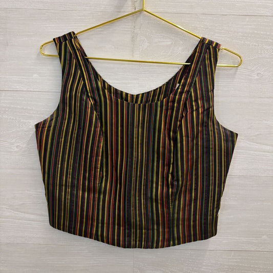 Vintage Gantos Black/ Multi Striped Cropped Tank Top 8