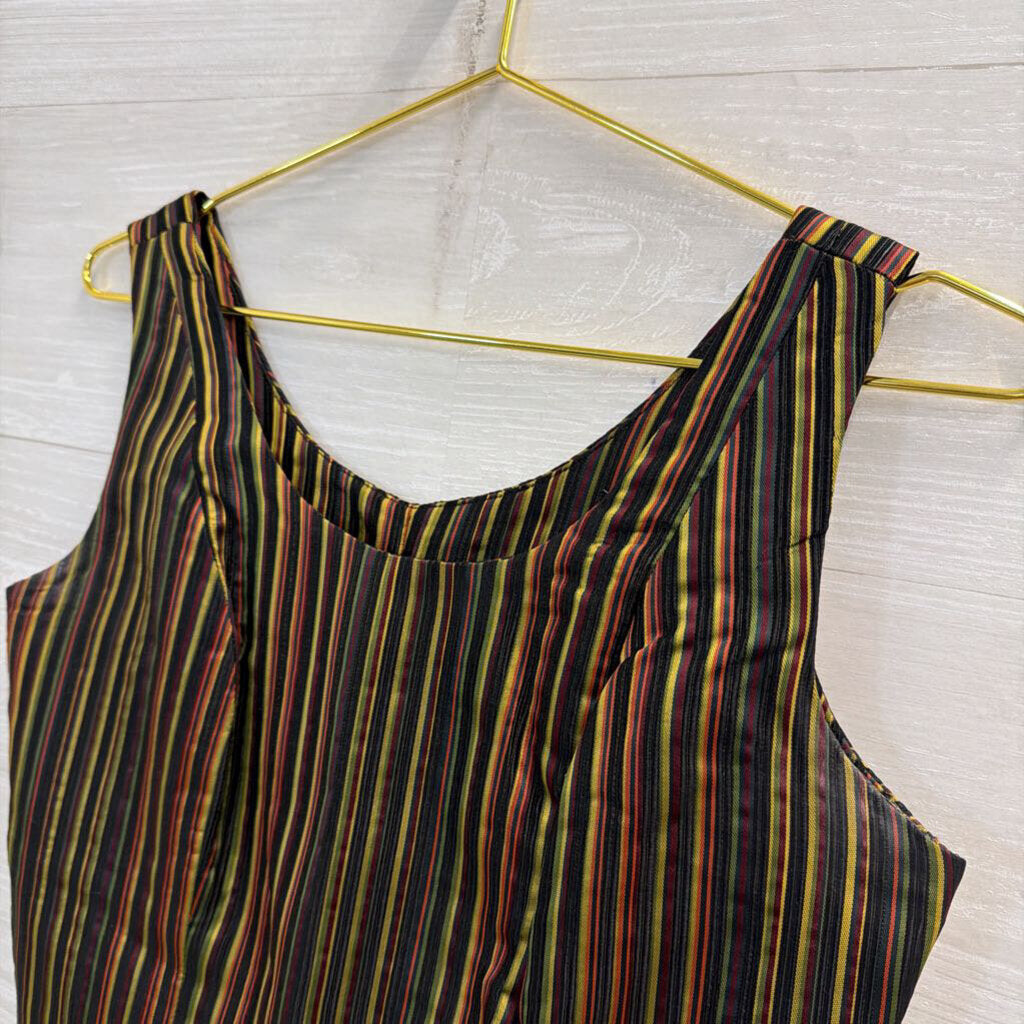 Vintage Gantos Black/ Multi Striped Cropped Tank Top 8