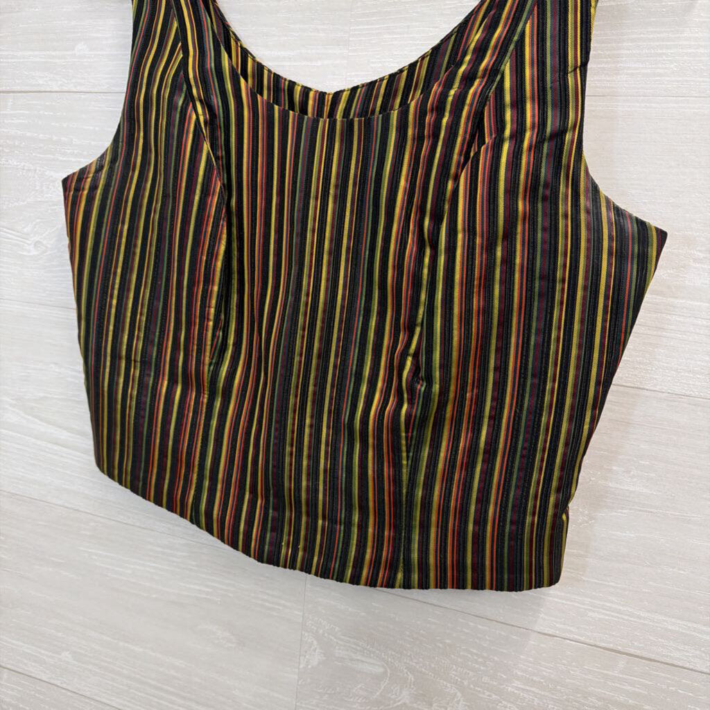 Vintage Gantos Black/ Multi Striped Cropped Tank Top 8