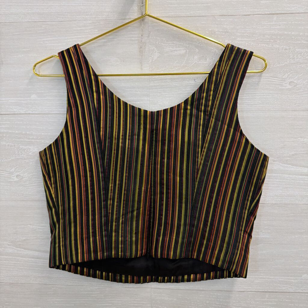 Vintage Gantos Black/ Multi Striped Cropped Tank Top 8