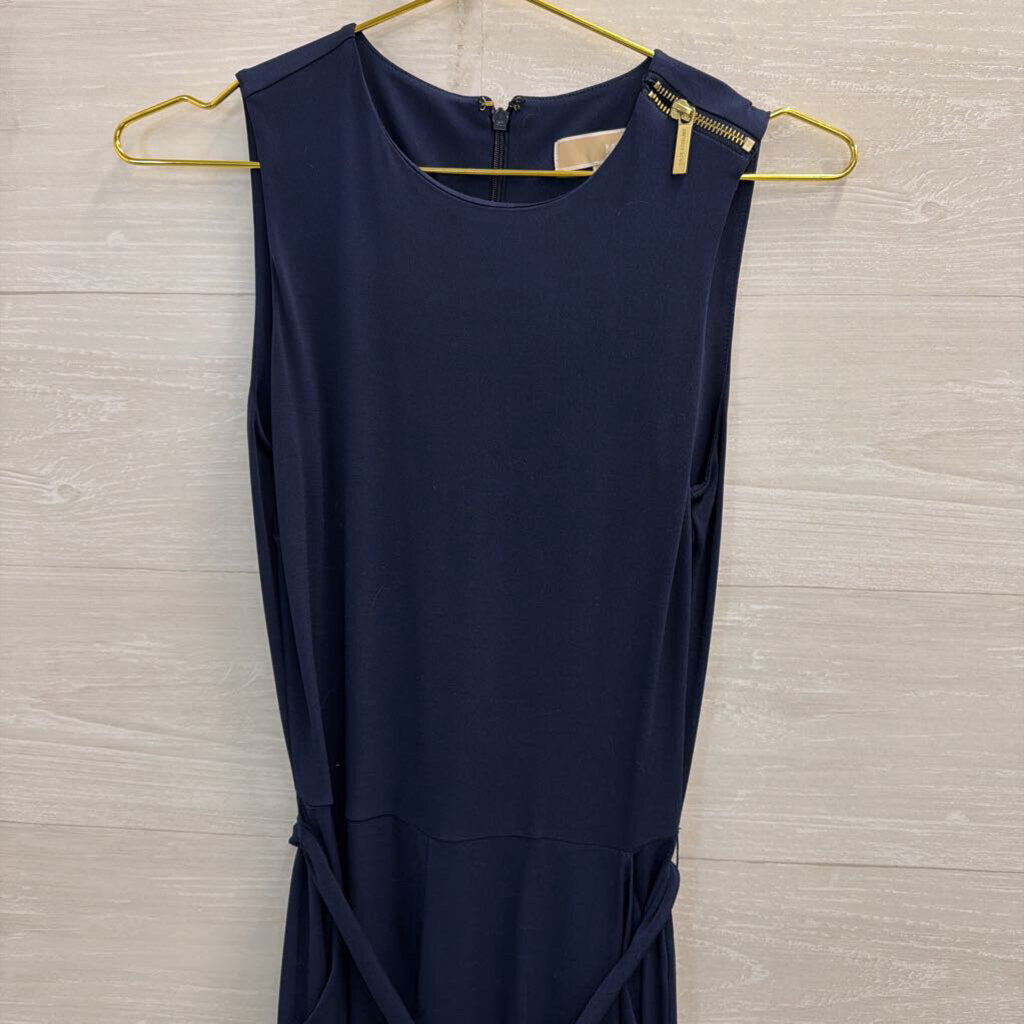 Michael Kors Navy Sleeveless Jumpsuit Extra Small