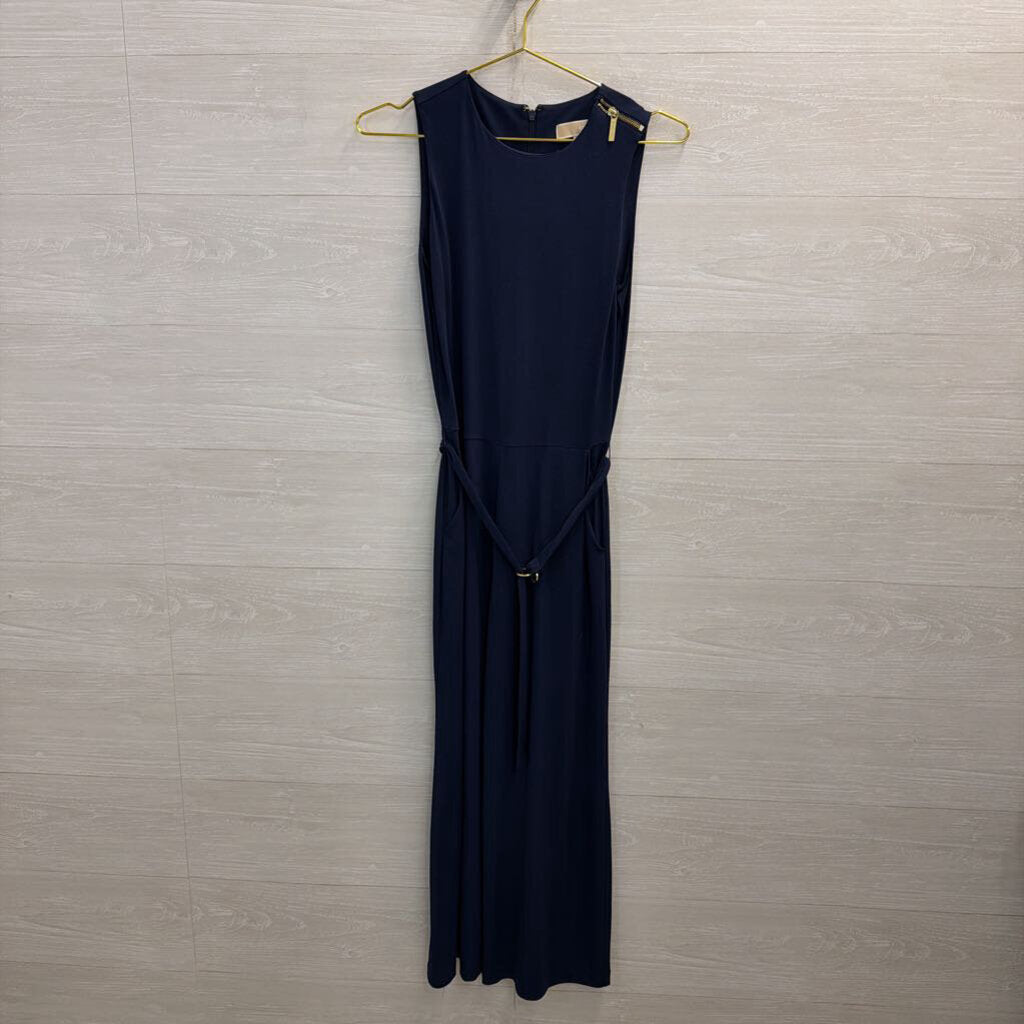 Michael Kors Navy Sleeveless Jumpsuit Extra Small