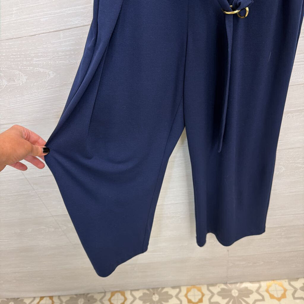 Michael Kors Navy Sleeveless Jumpsuit Extra Small