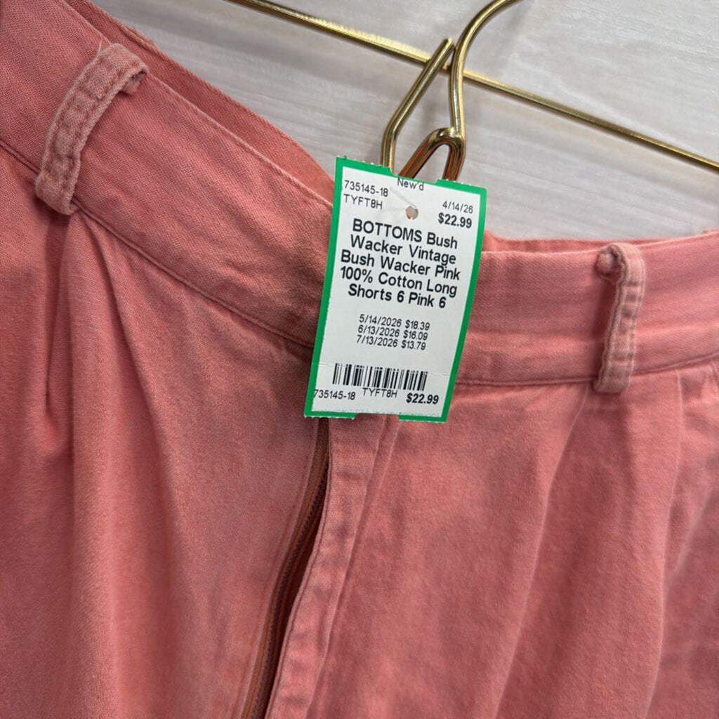 Vintage Bush Wacker Pink 100% Cotton Long Shorts 6