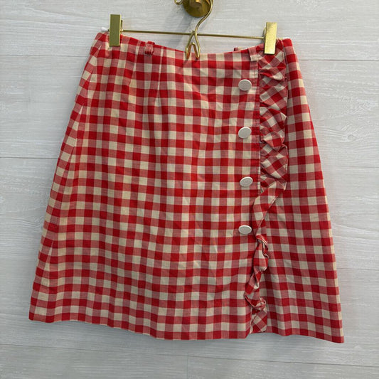 Vintage David Smith Red/ Cream Gingham Skirt Small