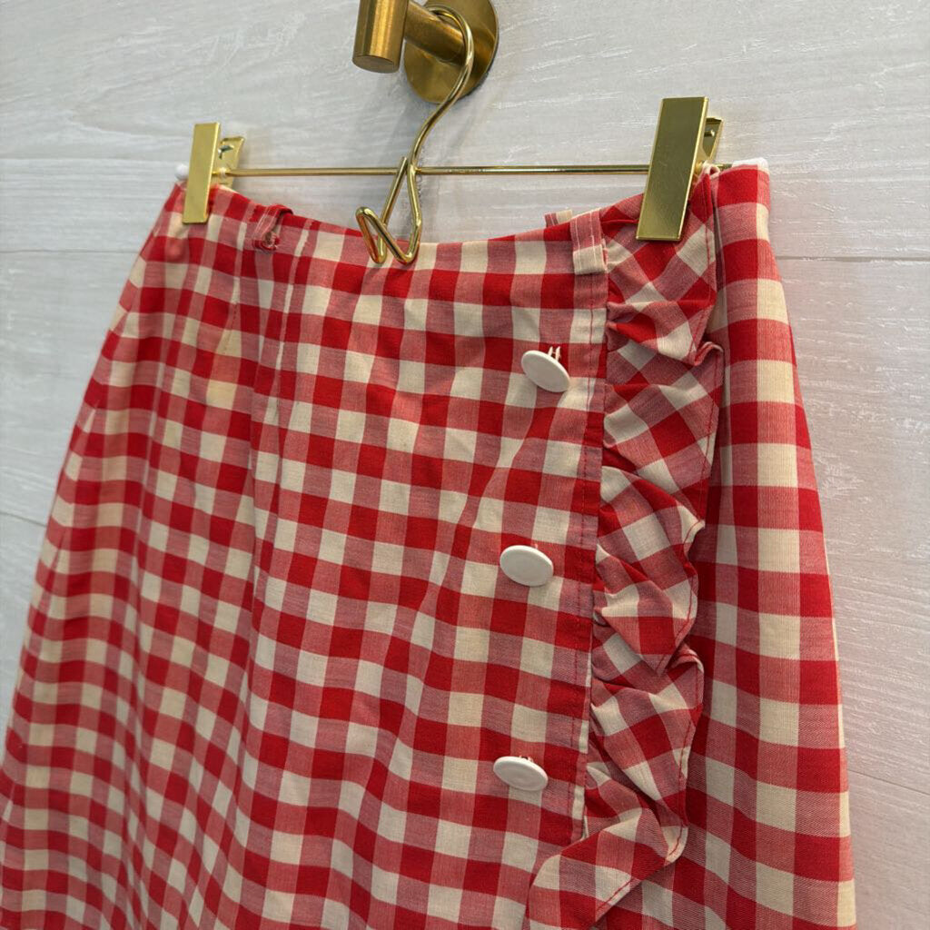 Vintage David Smith Red/ Cream Gingham Skirt Small