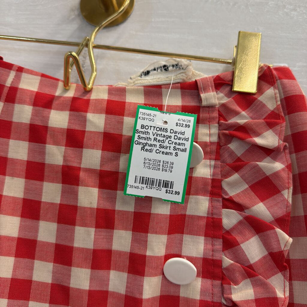 Vintage David Smith Red/ Cream Gingham Skirt Small