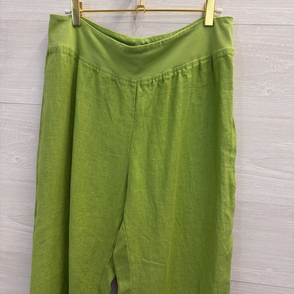 Cut Loose Green 100% Linen Pull On Pants Large