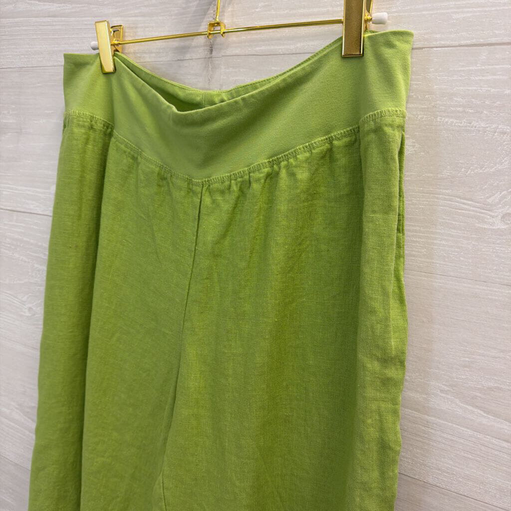 Cut Loose Green 100% Linen Pull On Pants Large