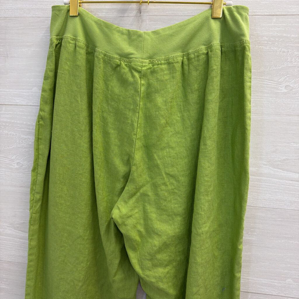Cut Loose Green 100% Linen Pull On Pants Large