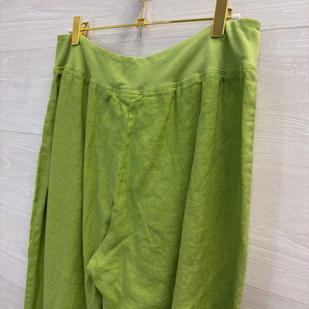 Cut Loose Green 100% Linen Pull On Pants Large