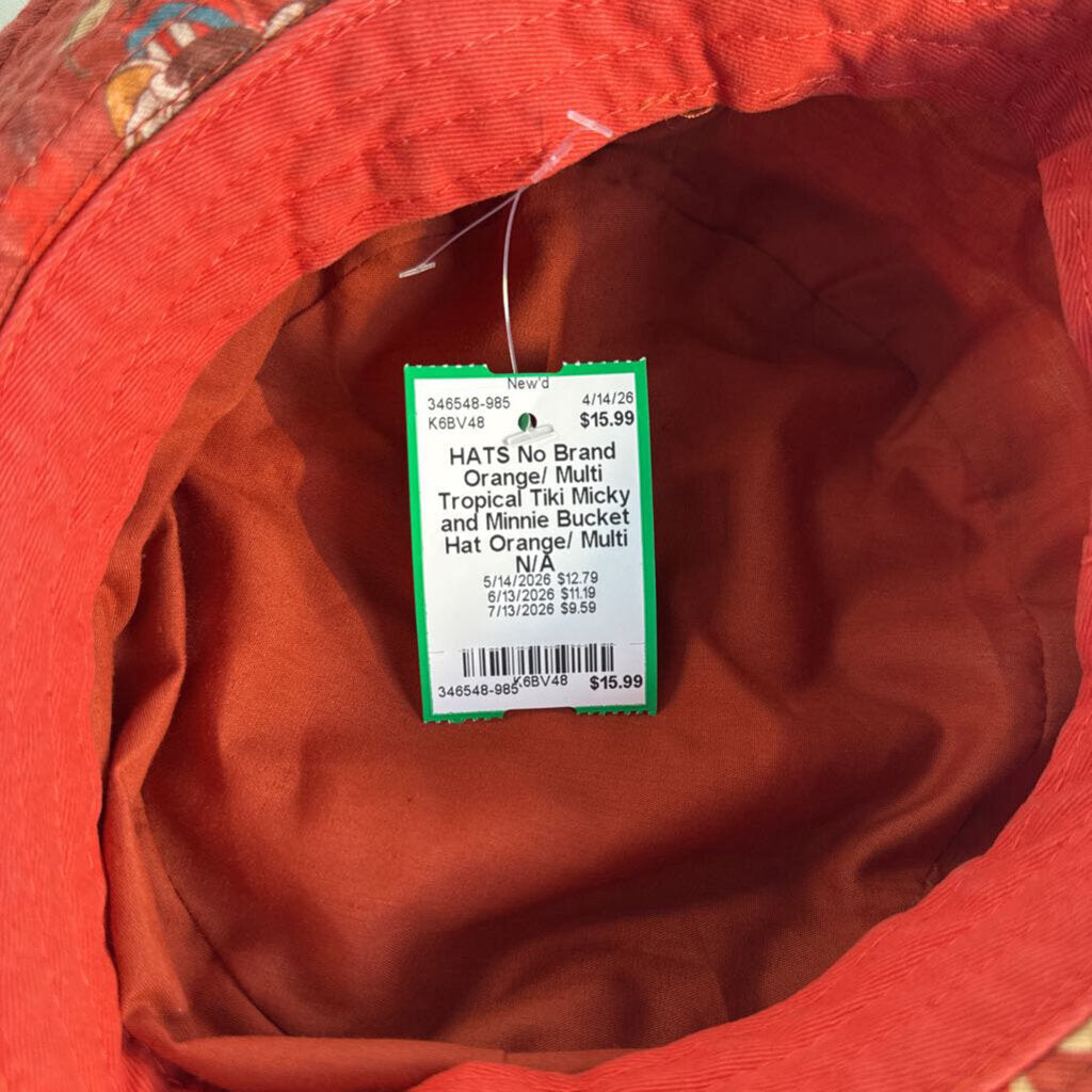 Orange/ Multi Tropical Tiki Micky and Minnie Bucket Hat