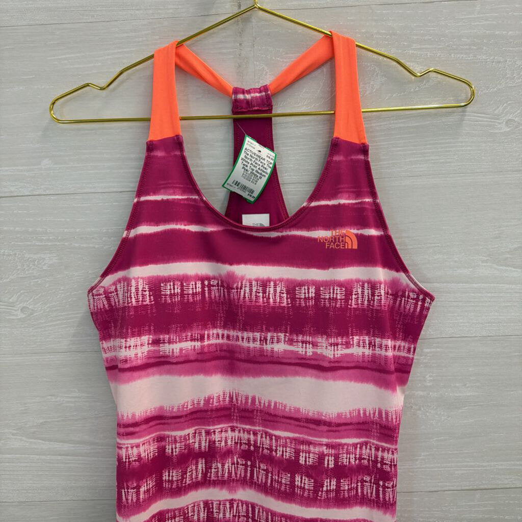 The North Face Pink/ White Print Athletic Tank Top Medium
