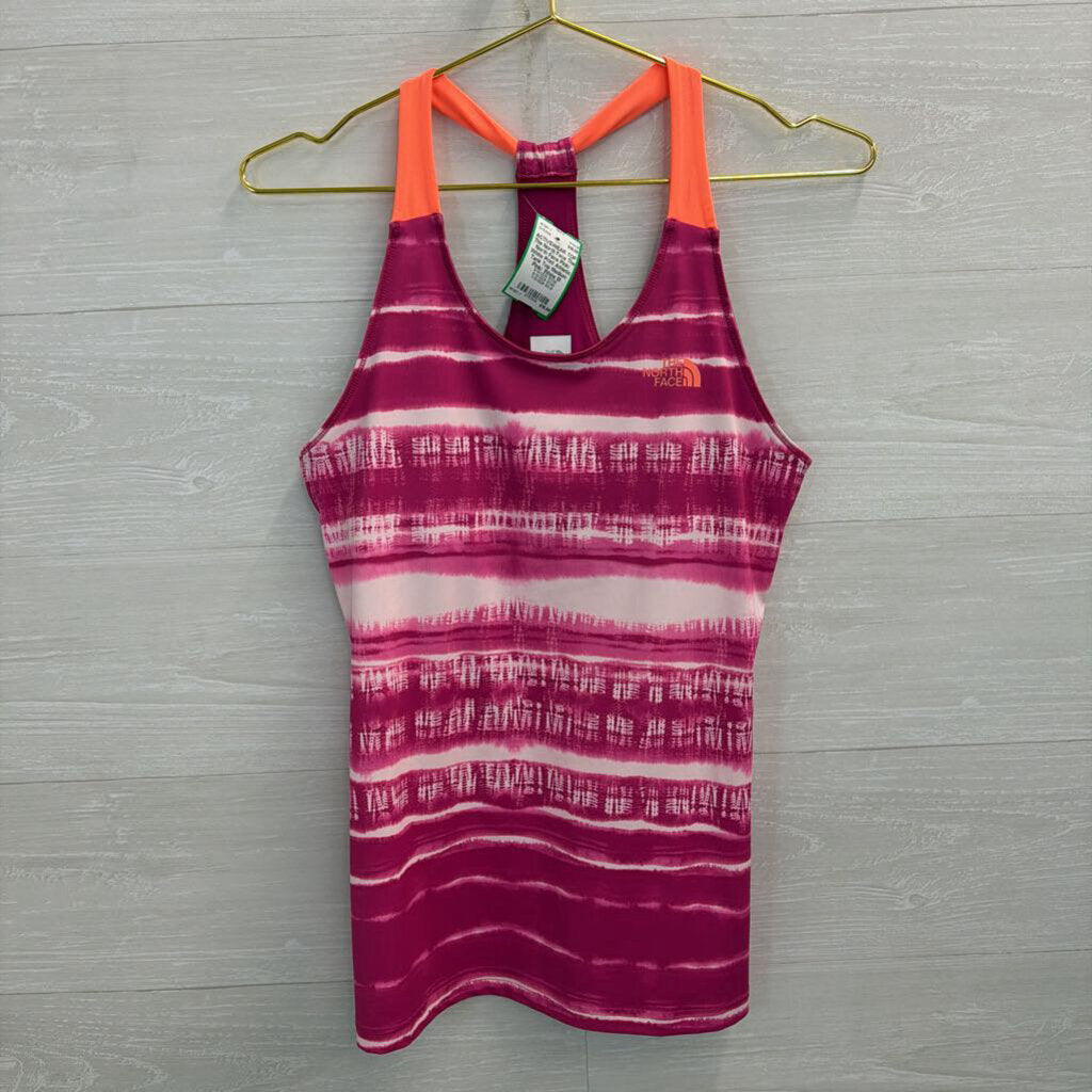 The North Face Pink/ White Print Athletic Tank Top Medium