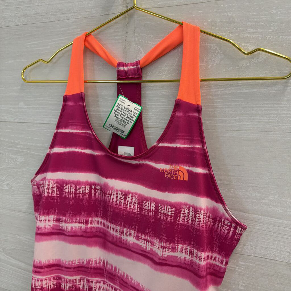 The North Face Pink/ White Print Athletic Tank Top Medium