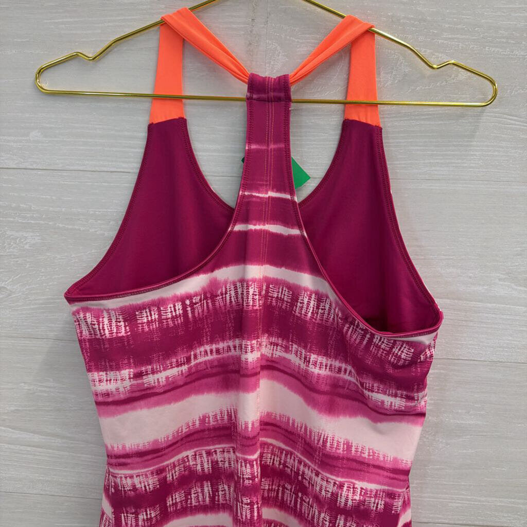 The North Face Pink/ White Print Athletic Tank Top Medium