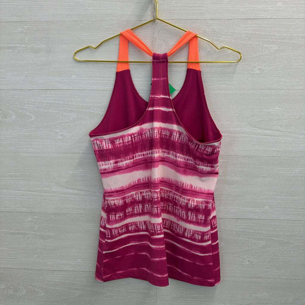 The North Face Pink/ White Print Athletic Tank Top Medium