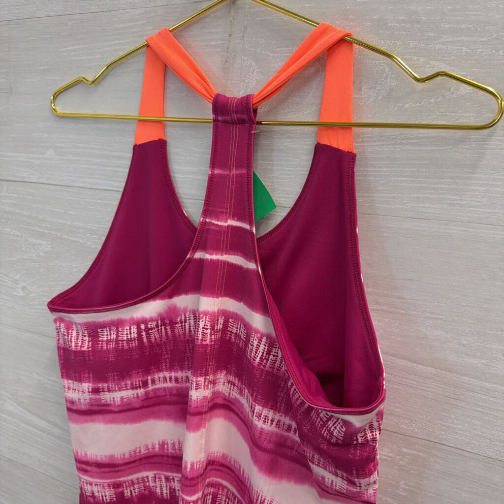 The North Face Pink/ White Print Athletic Tank Top Medium