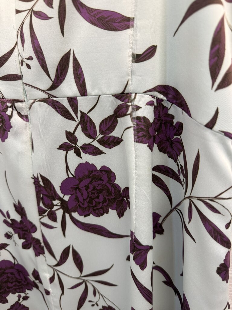 Flor et.al Blue/ Purple Silky Floral Print Long Fomral Dress 10