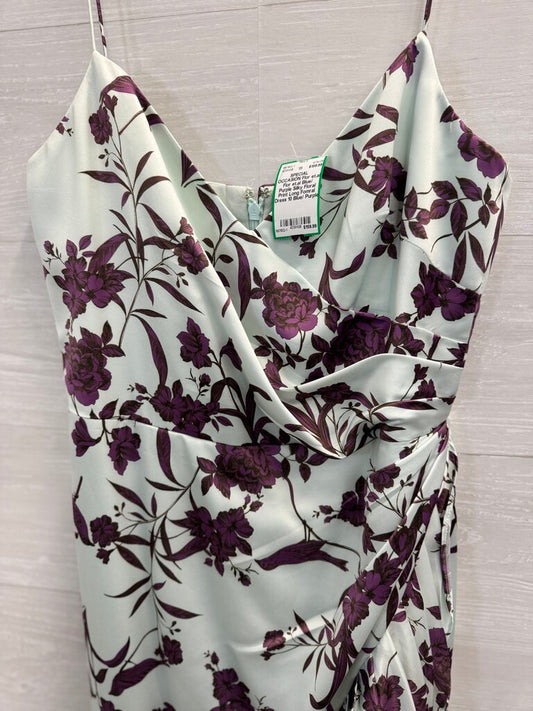 Flor et.al Blue/ Purple Silky Floral Print Long Fomral Dress 10