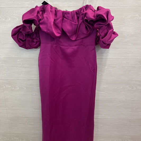 Elliatt Purple Silky Puffy Off Shoulder Long Formal Dress Large