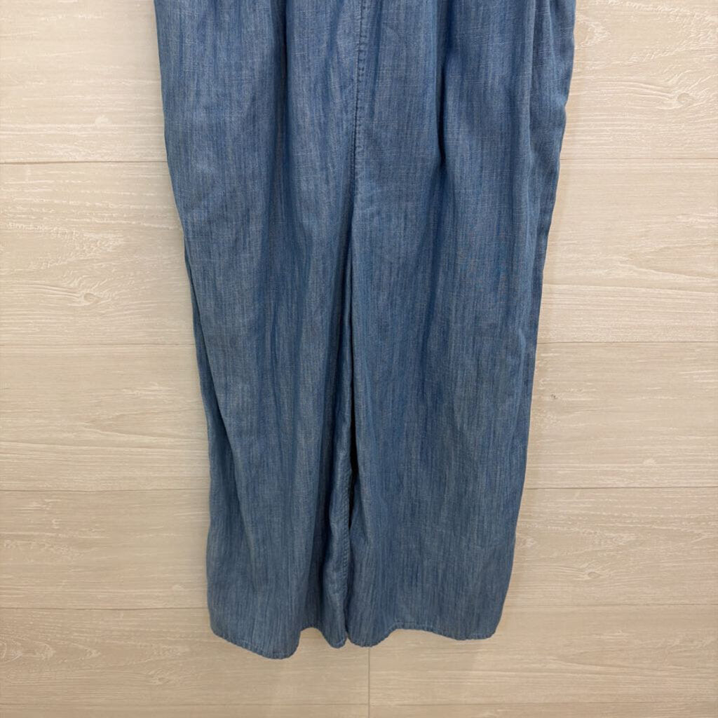 Boden Blue Embroidered Chambray Jumpsuit Extra Small