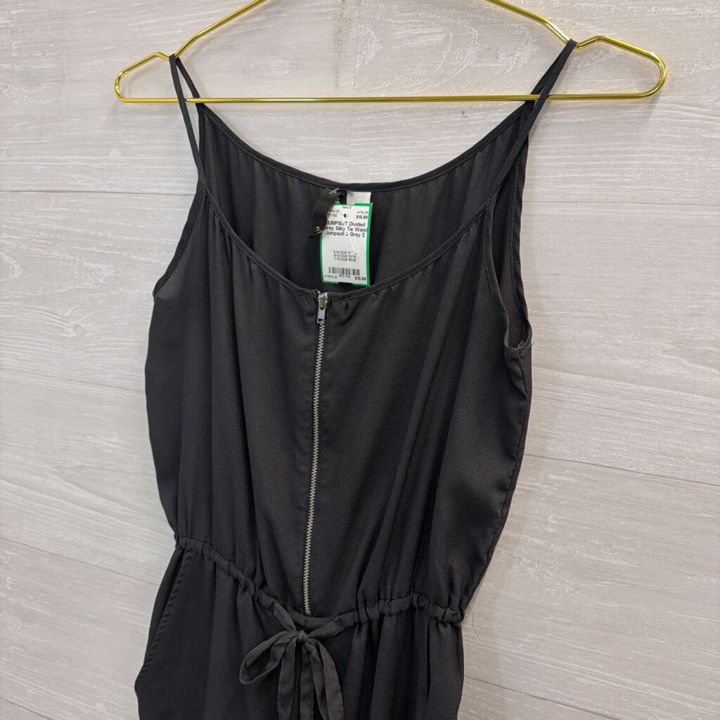 Grey Silky Tie Waist Jumpsuit 2