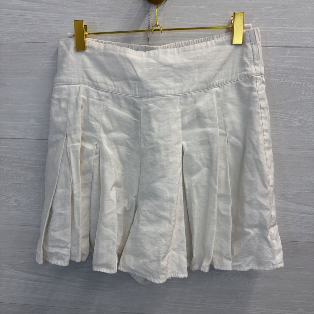 Emily McCarthy White Wide Leg Pleated Shorts Extra Small