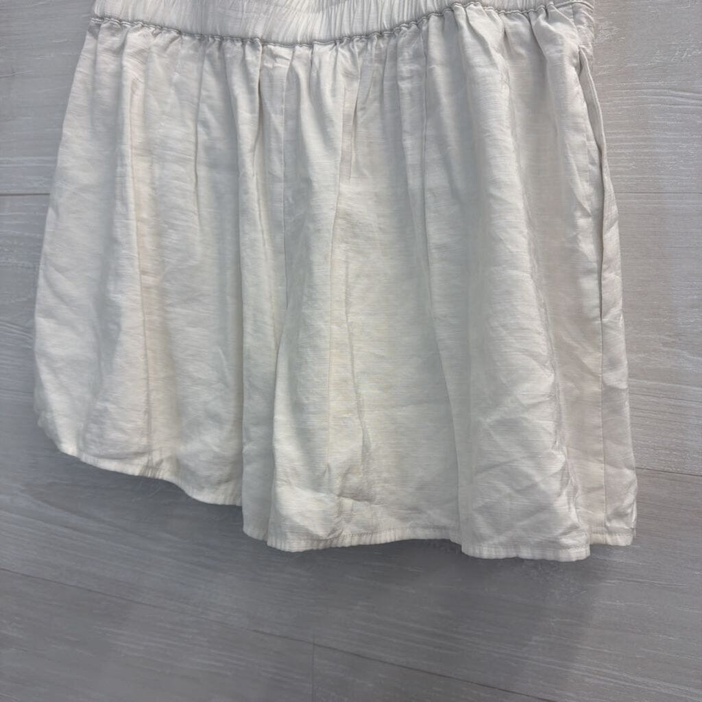 Emily McCarthy White Wide Leg Pleated Shorts Extra Small