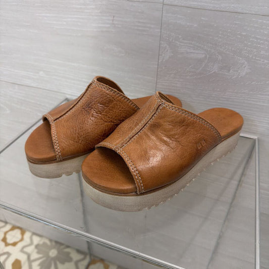 Bed Stu Brown Leather Farilee II Platform Slide Sandals 6.5
