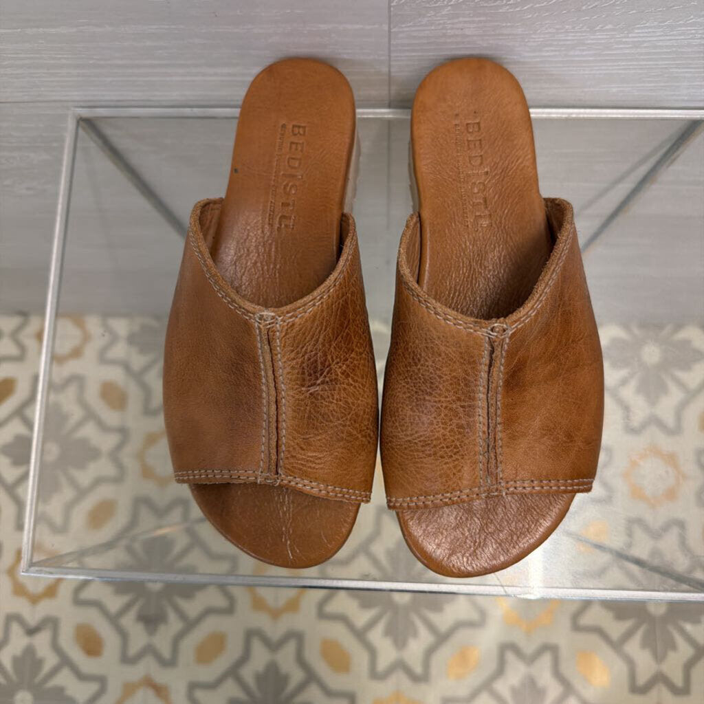 Bed Stu Brown Leather Farilee II Platform Slide Sandals 6.5