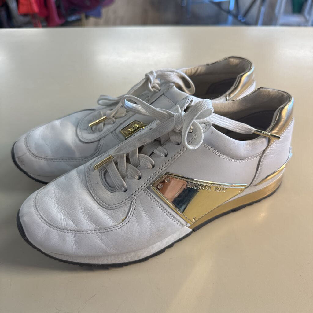 Michael Kors White/ Gold Allie Trainer Sneakers6.5