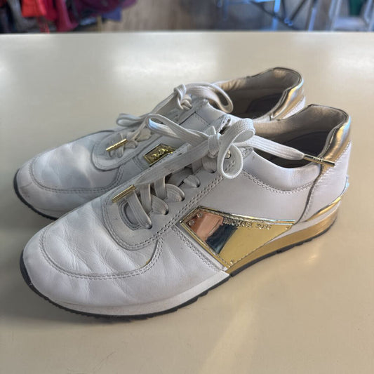 Michael Kors White/ Gold Allie Trainer Sneakers6.5
